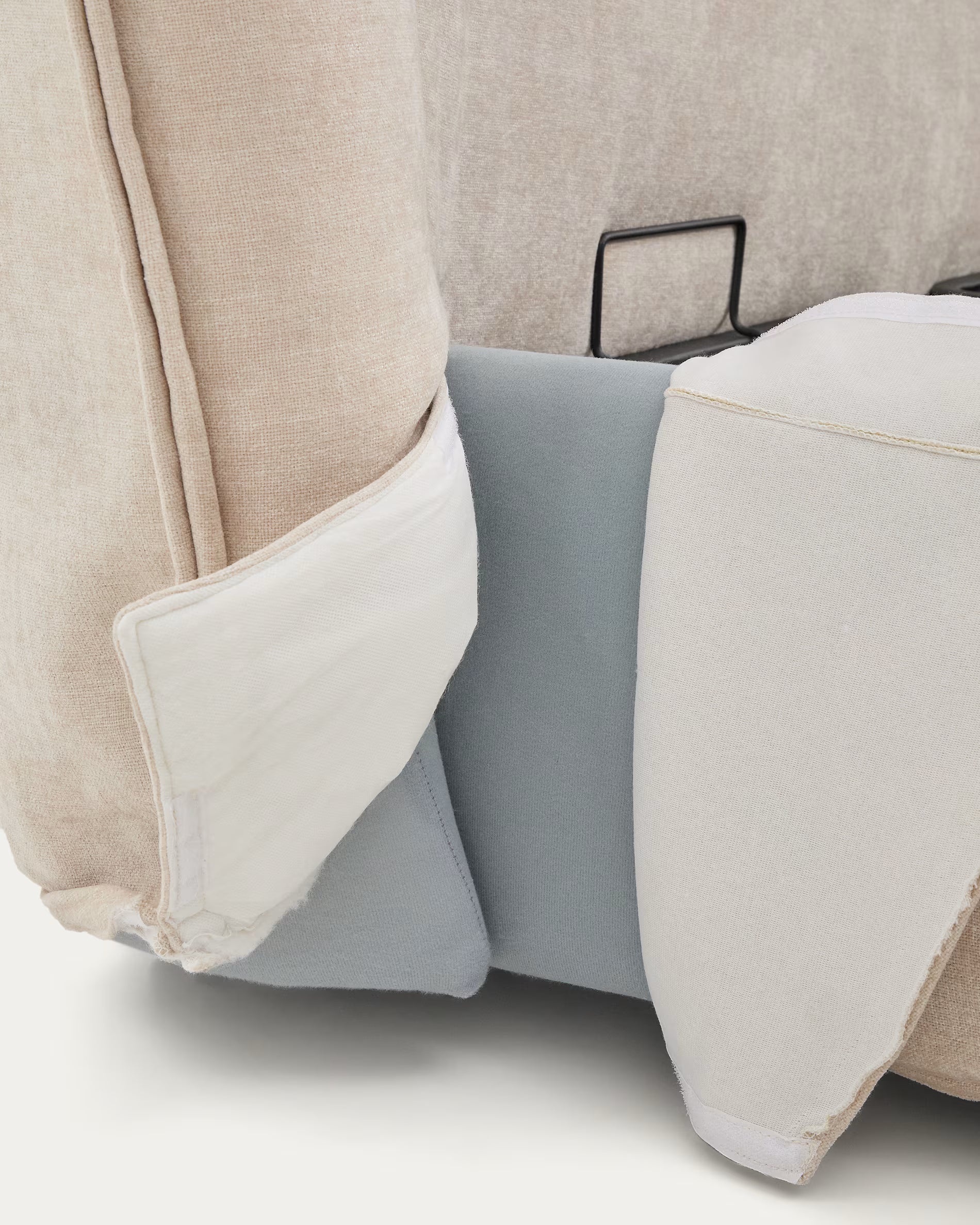 Bett mit Bettkasten ARVIAN beige Chenille