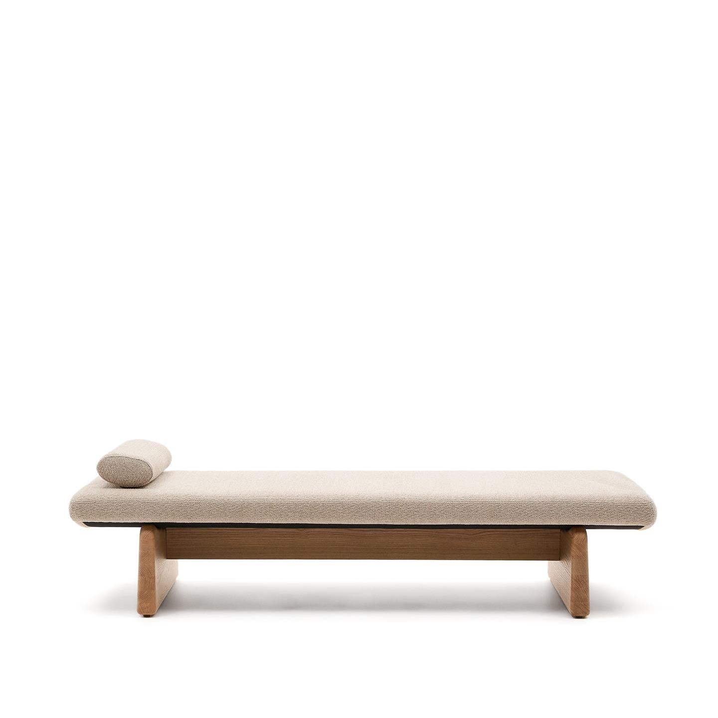 TOPAZ chaise longue in beige chenille with an ash base