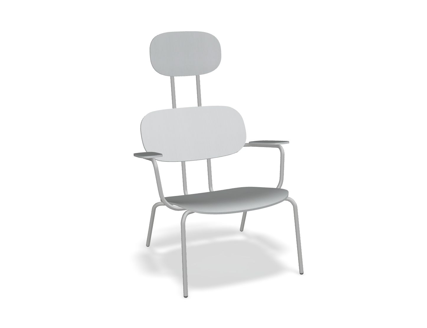 Fotel z zagłówkiem NEW SCHOOL LOUNGE jasnoszara podstawa – .mdd
