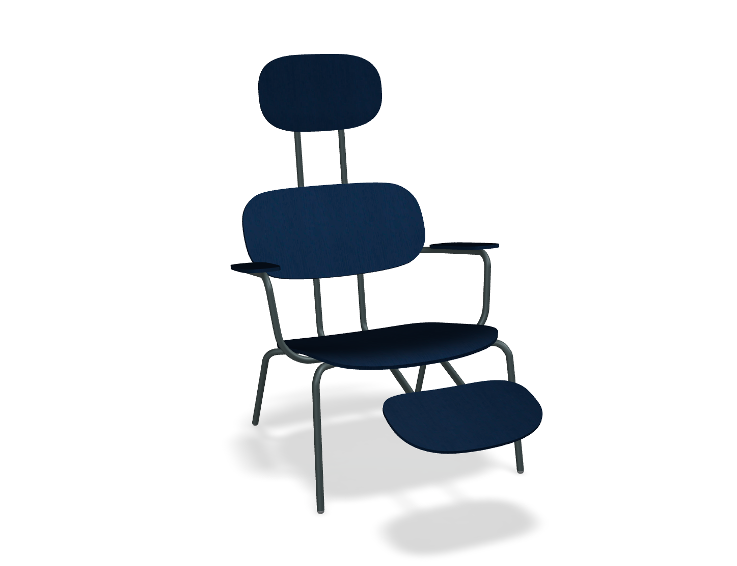 Fotel z zagłówkiem NEW SCHOOL LOUNGE ciemnozielona podstawa – .mdd