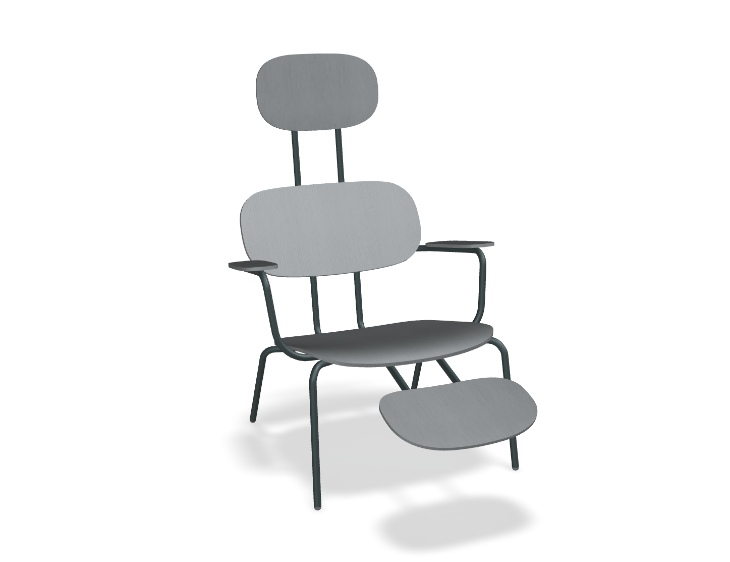 Fotel z zagłówkiem NEW SCHOOL LOUNGE ciemnozielona podstawa – .mdd
