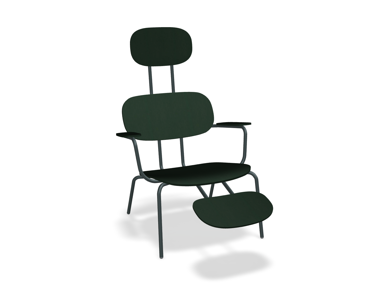 Fotel z zagłówkiem NEW SCHOOL LOUNGE ciemnozielona podstawa – .mdd