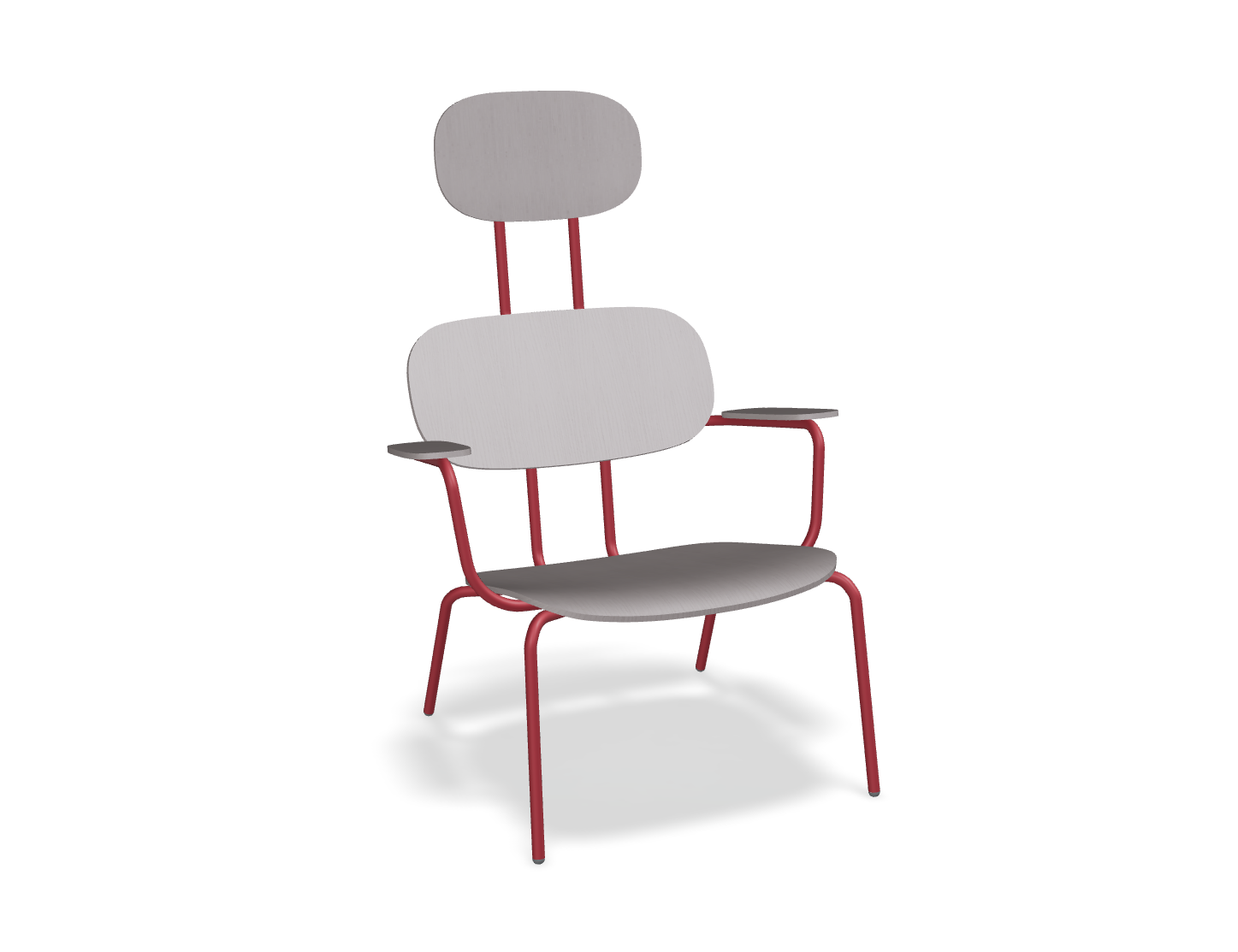 Fotel z zagłówkiem NEW SCHOOL LOUNGE czerwona podstawa – .mdd