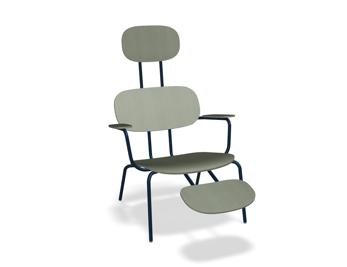Fotel z zagłówkiem NEW SCHOOL LOUNGE niebieska podstawa – .mdd