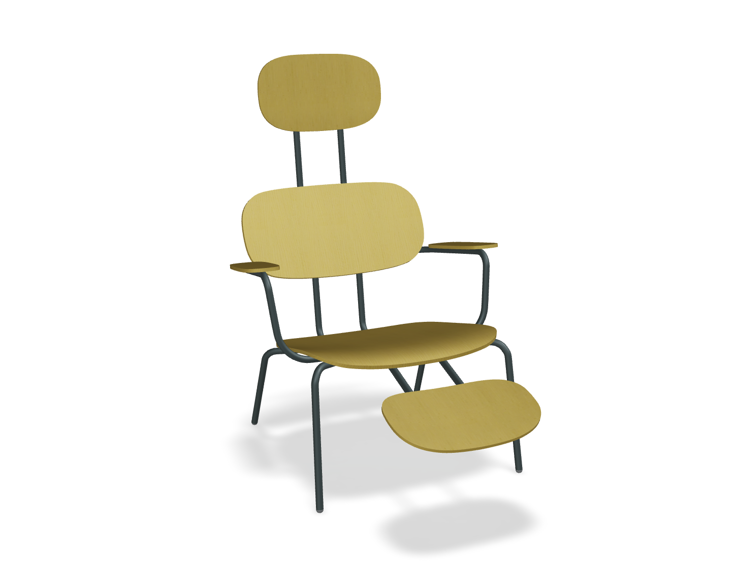 Fotel z zagłówkiem NEW SCHOOL LOUNGE ciemnozielona podstawa – .mdd