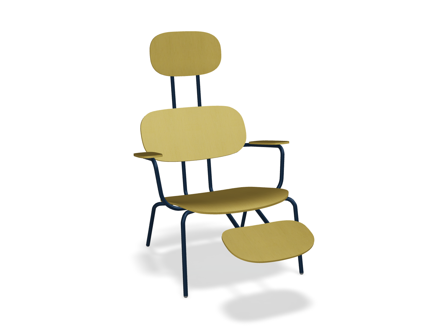 Fotel z zagłówkiem NEW SCHOOL LOUNGE niebieska podstawa – .mdd