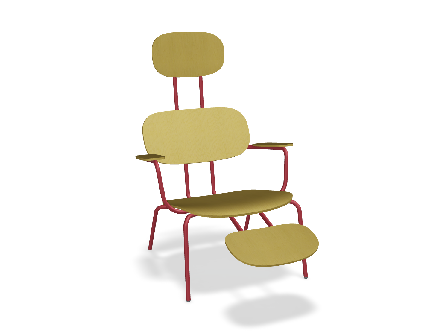 Fotel z zagłówkiem NEW SCHOOL LOUNGE czerwona podstawa – .mdd
