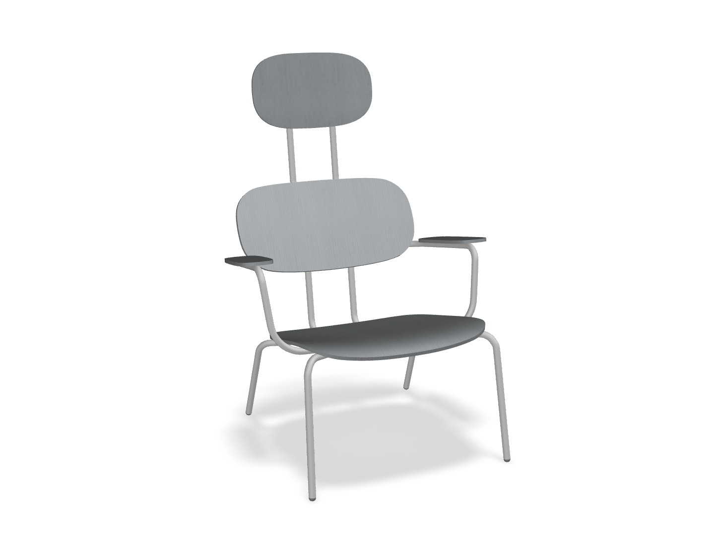 Fotel z zagłówkiem NEW SCHOOL LOUNGE jasnoszara podstawa – .mdd