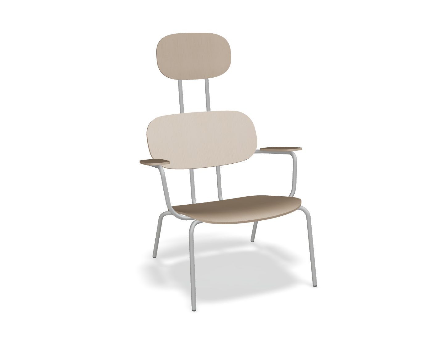 Fotel z zagłówkiem NEW SCHOOL LOUNGE jasnoszara podstawa – .mdd
