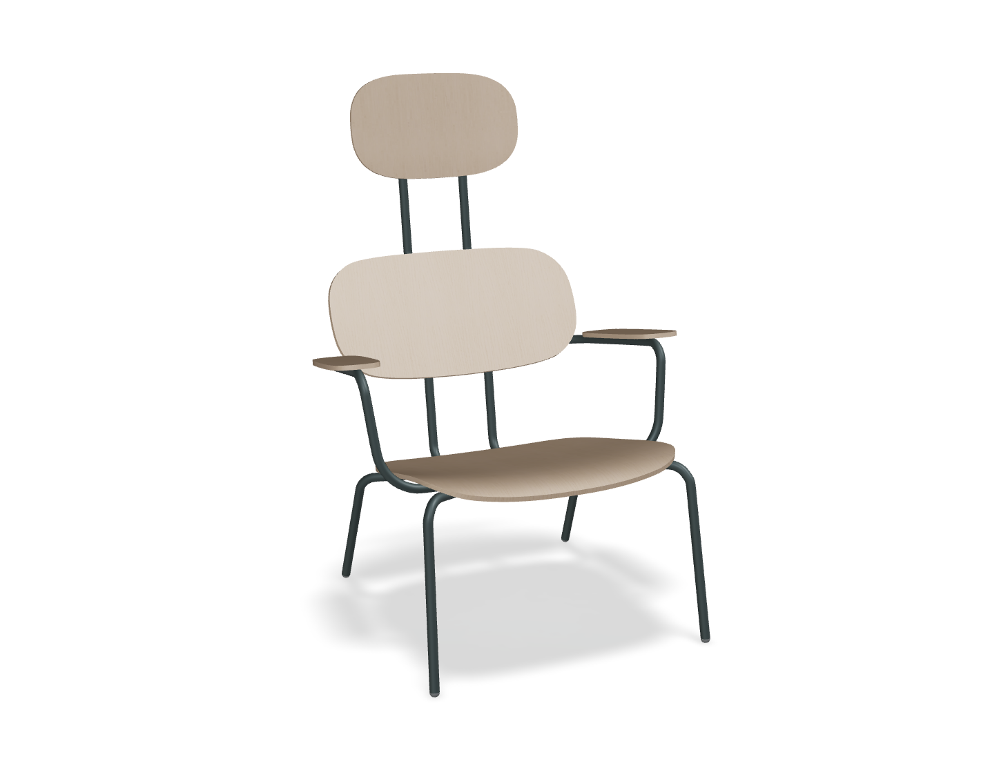 Fotel z zagłówkiem NEW SCHOOL LOUNGE ciemnozielona podstawa – .mdd