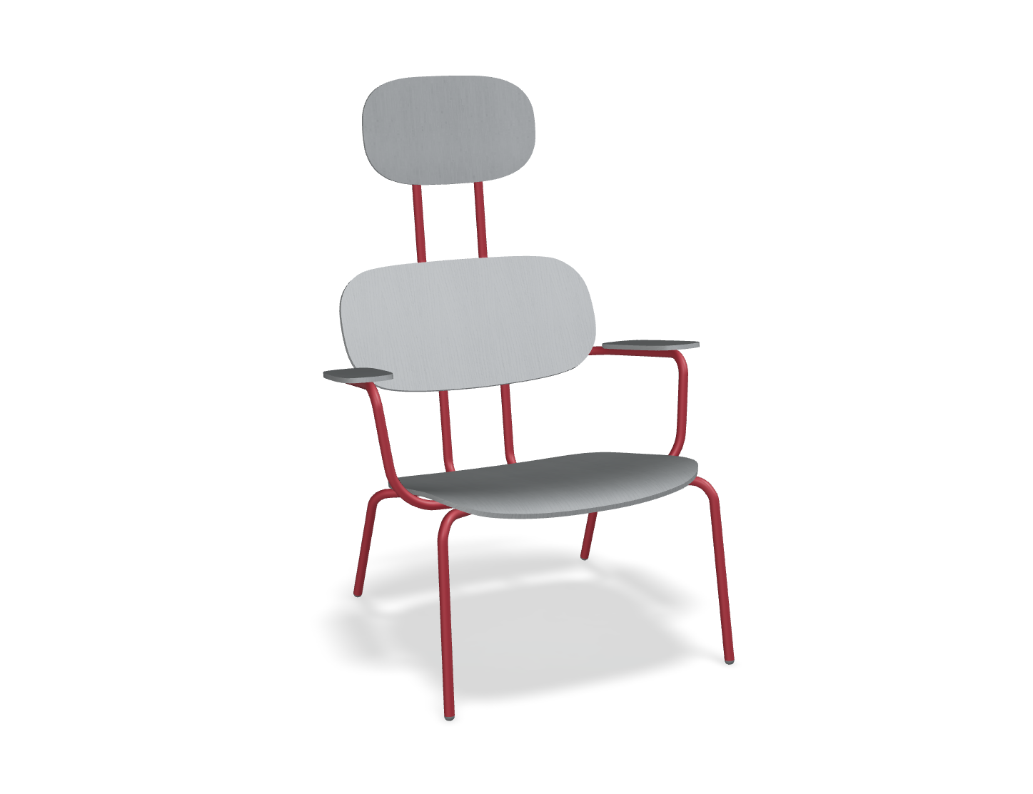 Fotel z zagłówkiem NEW SCHOOL LOUNGE czerwona podstawa – .mdd