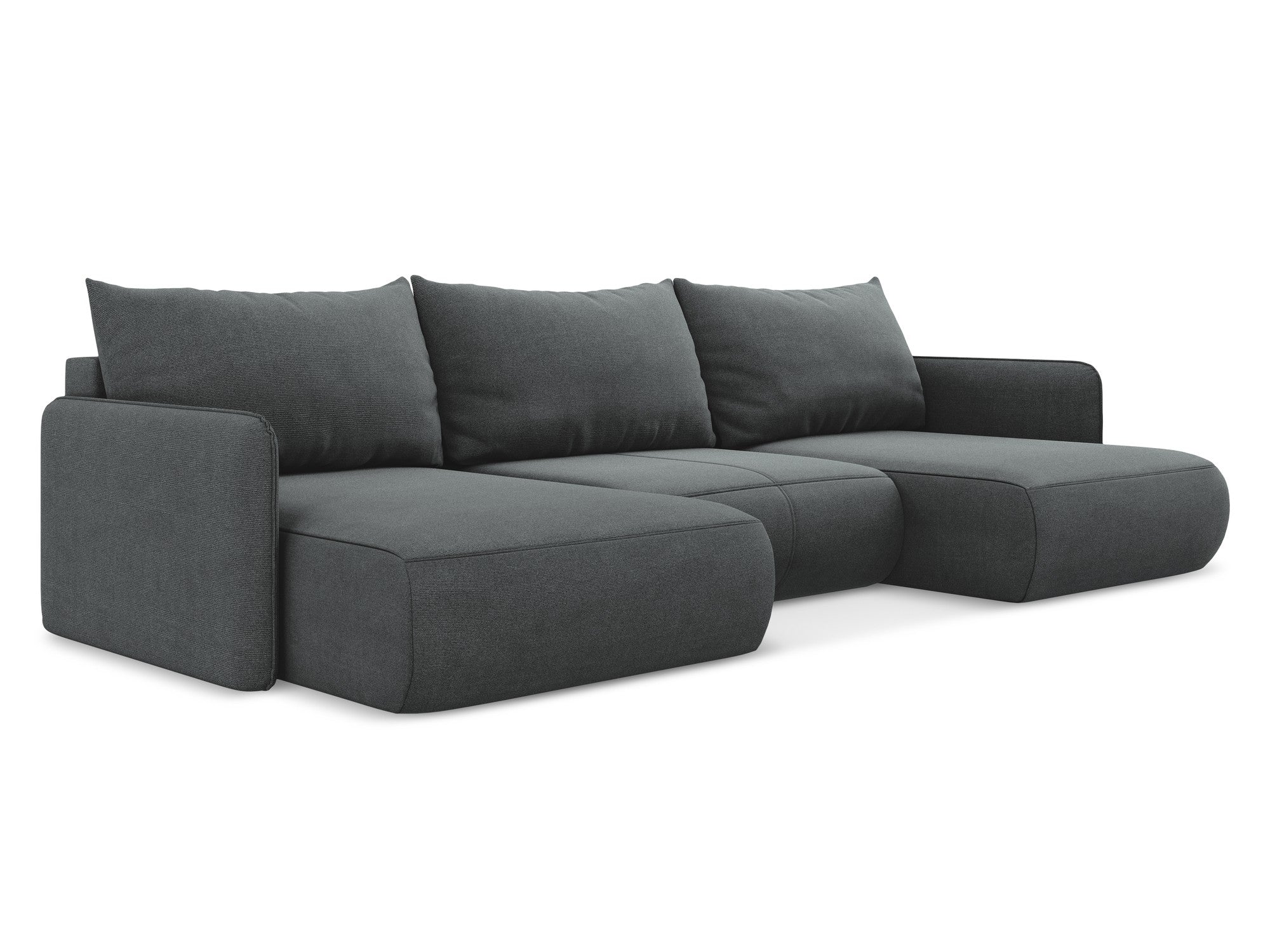 Panoramatische Eckcouch mit Schlaf-Funktion NANEA grau