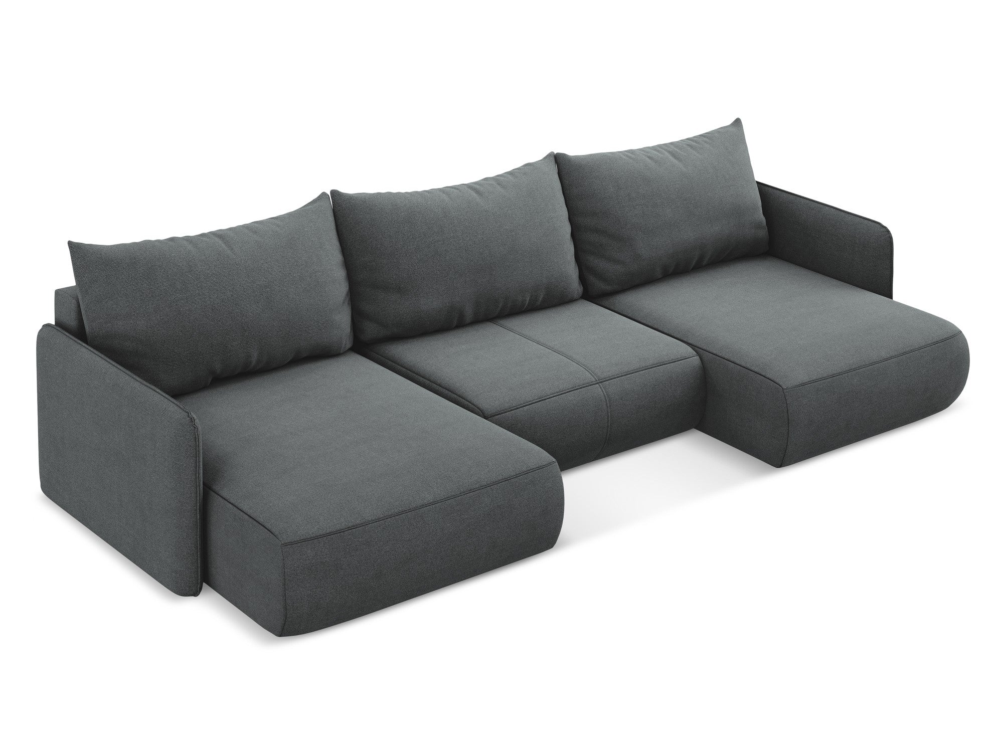 Panoramatische Eckcouch mit Schlaf-Funktion NANEA grau