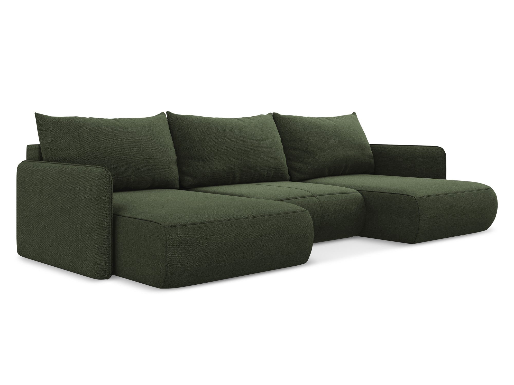 Panoramic corner sofa with sleeping function NANEA in olive green