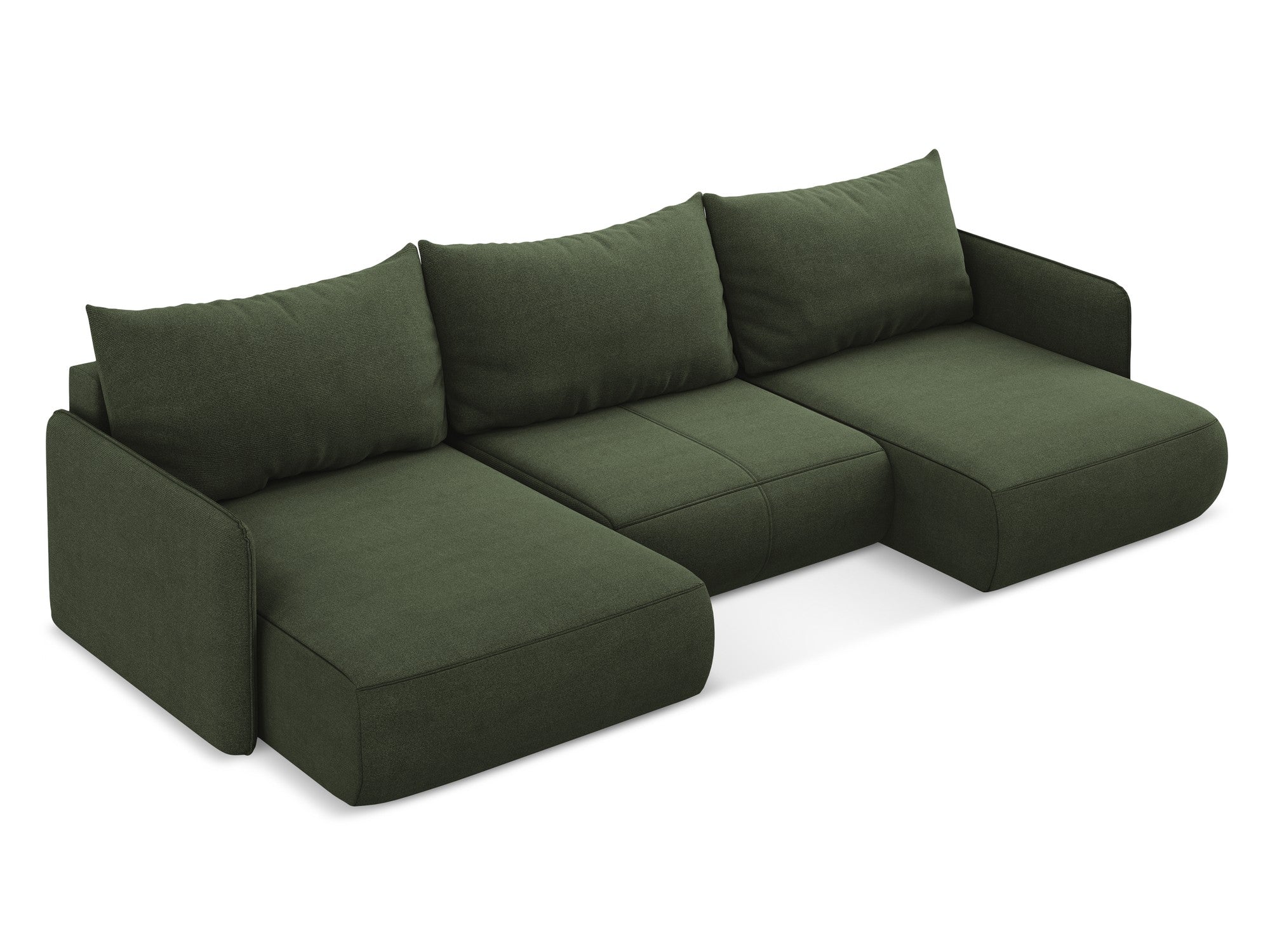 Panoramic corner sofa with sleeping function NANEA in olive green