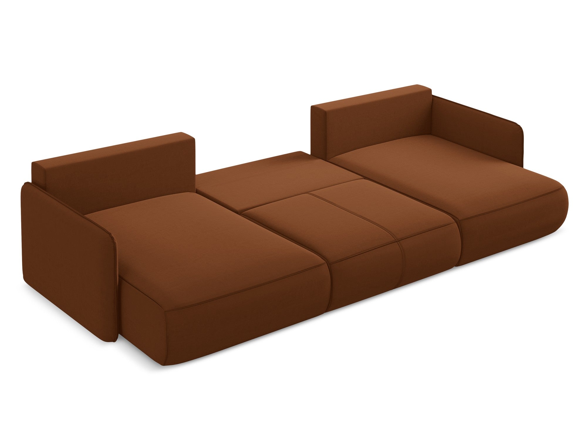 Panoramischer Samt-Ecksofa mit Schlaf-Funktion NANEA Terrakotta