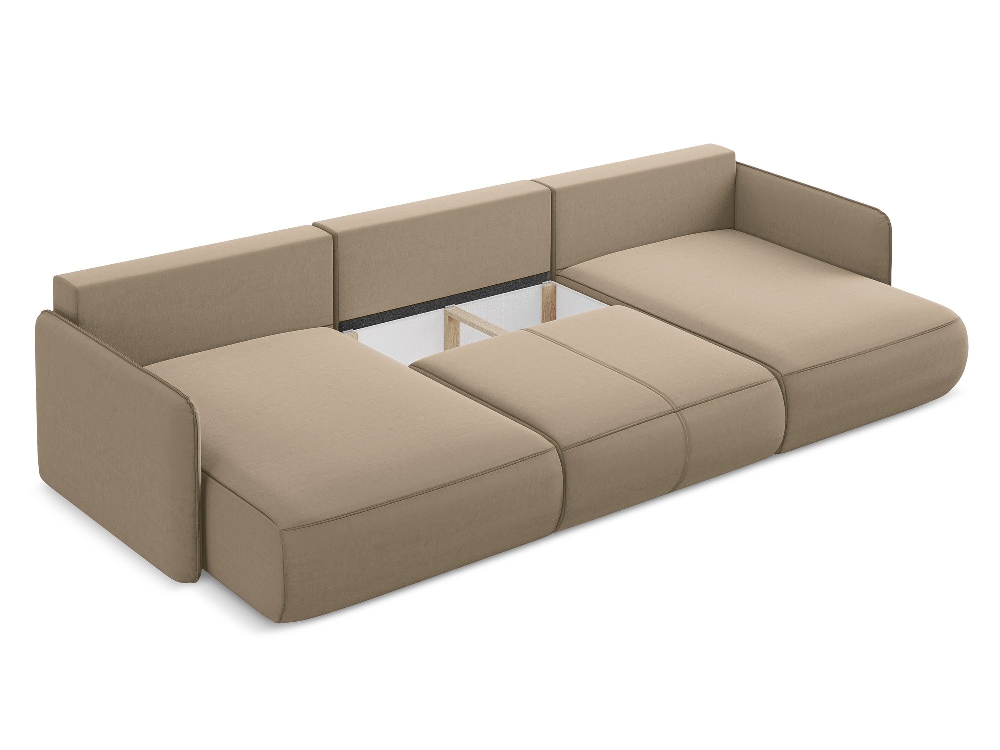 Panoramic Velvet Corner Sofa with Sleeping Function NANEA Dark Beige