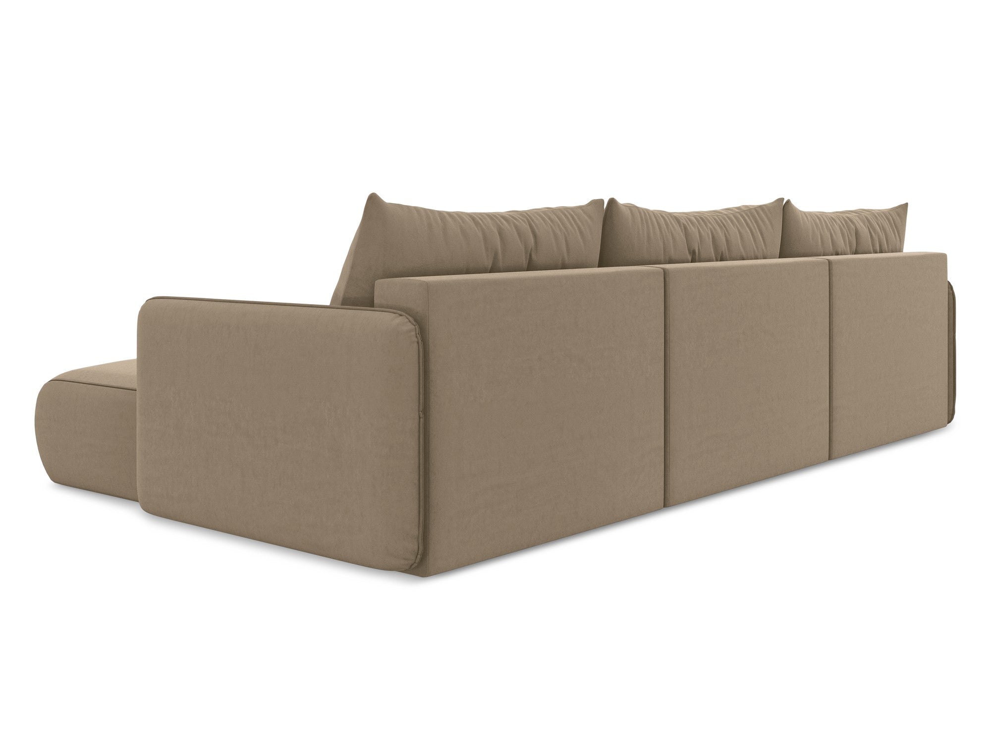 Panoramic Velvet Corner Sofa with Sleeping Function NANEA Dark Beige