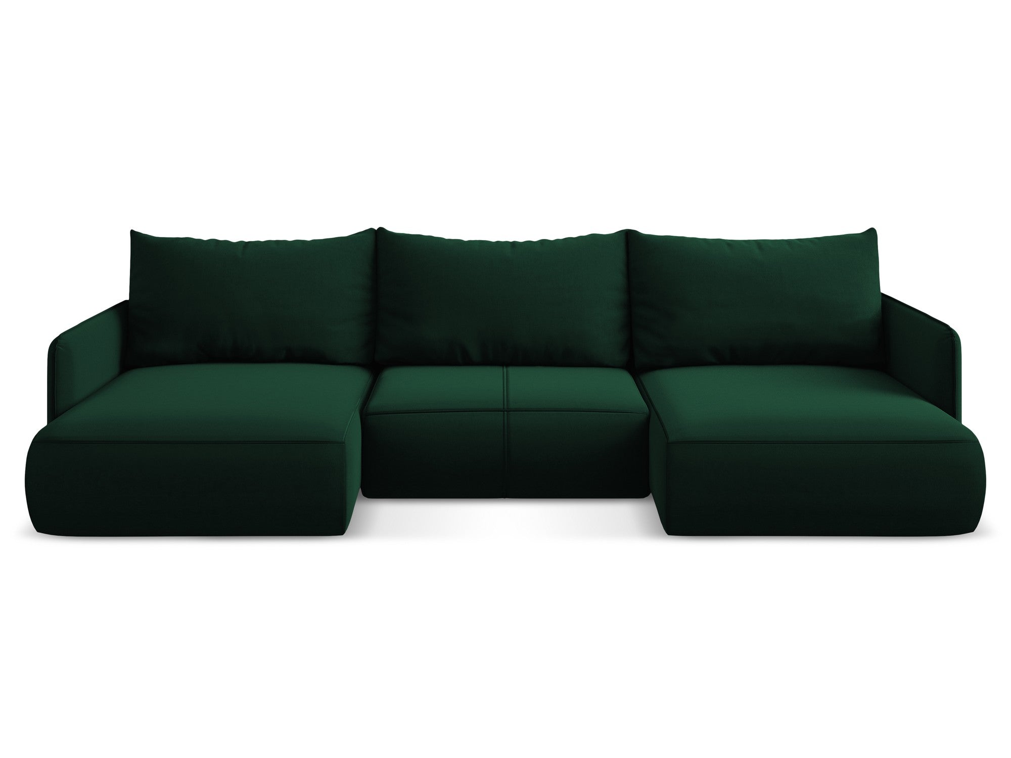 Panoramischer Samt-Ecksofa mit Schlaf-Funktion NANEA in Flaschengrün
