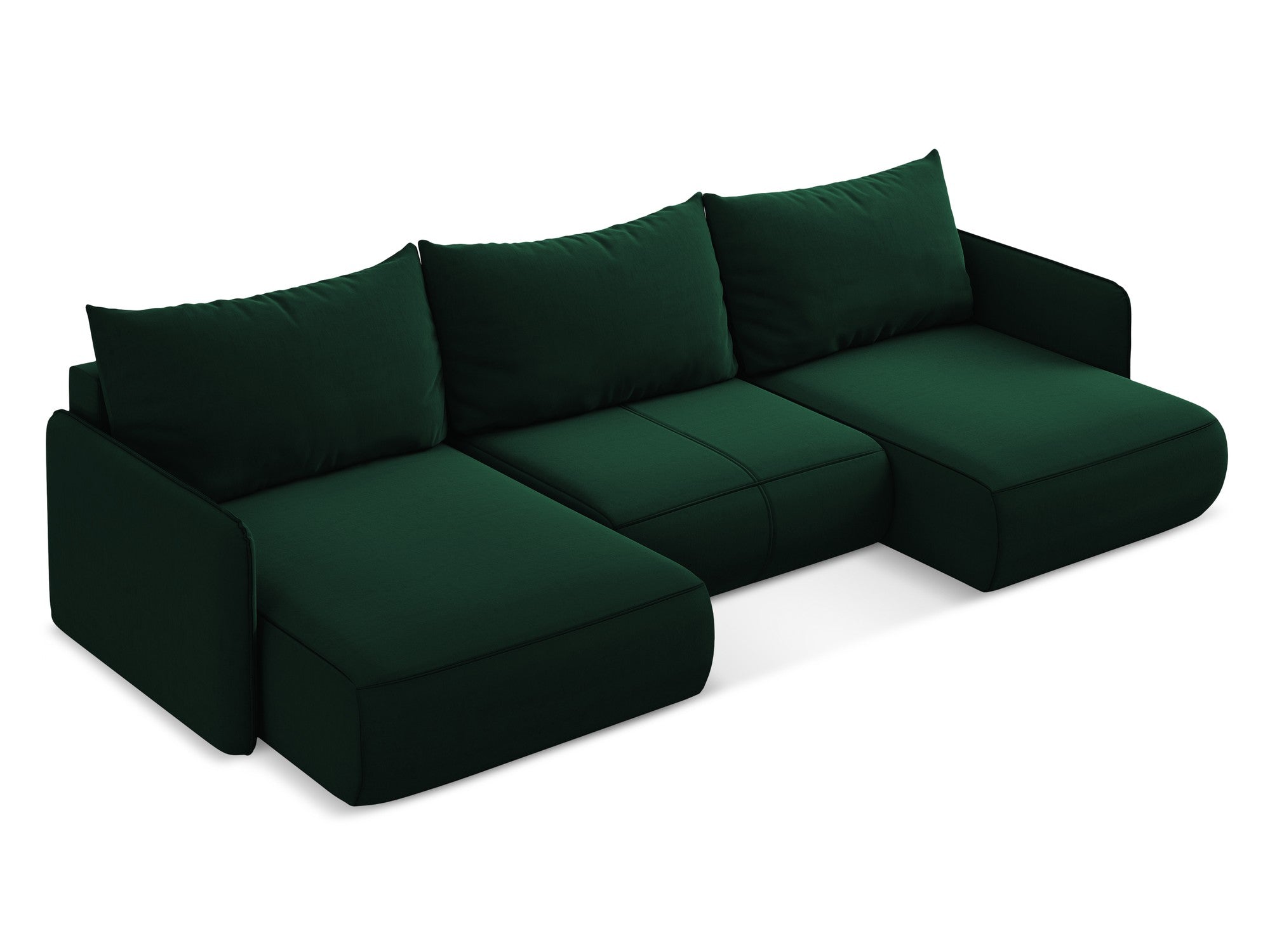 Panoramischer Samt-Ecksofa mit Schlaf-Funktion NANEA in Flaschengrün