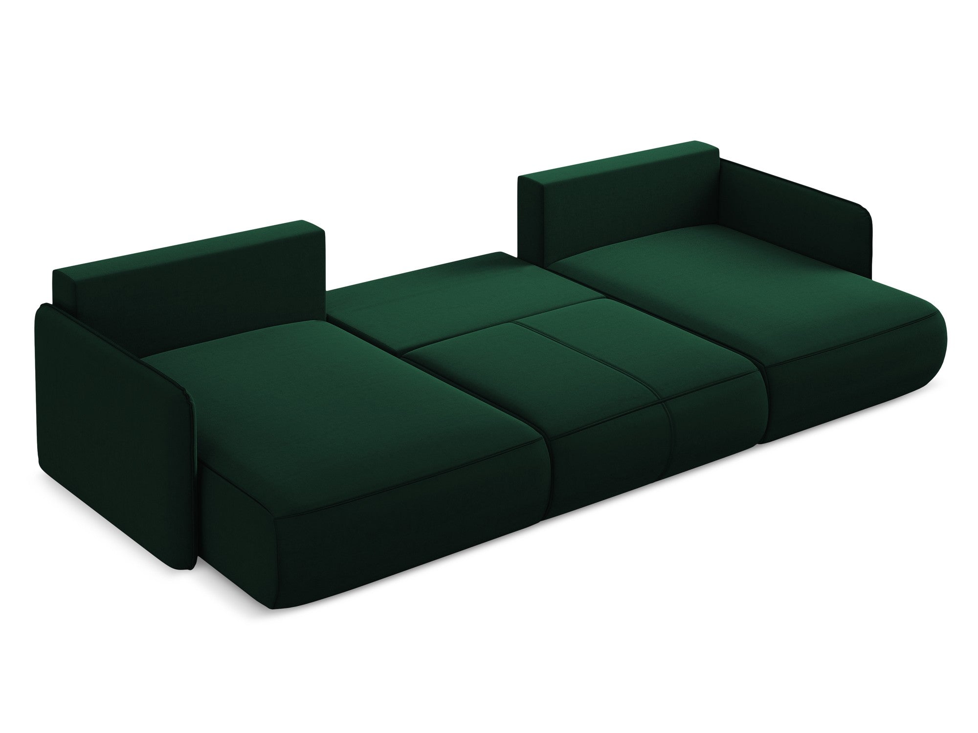 Panoramischer Samt-Ecksofa mit Schlaf-Funktion NANEA in Flaschengrün