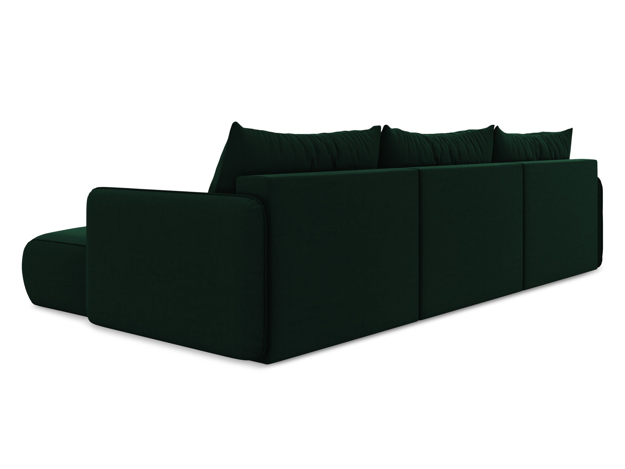 Panoramischer Samt-Ecksofa mit Schlaf-Funktion NANEA in Flaschengrün