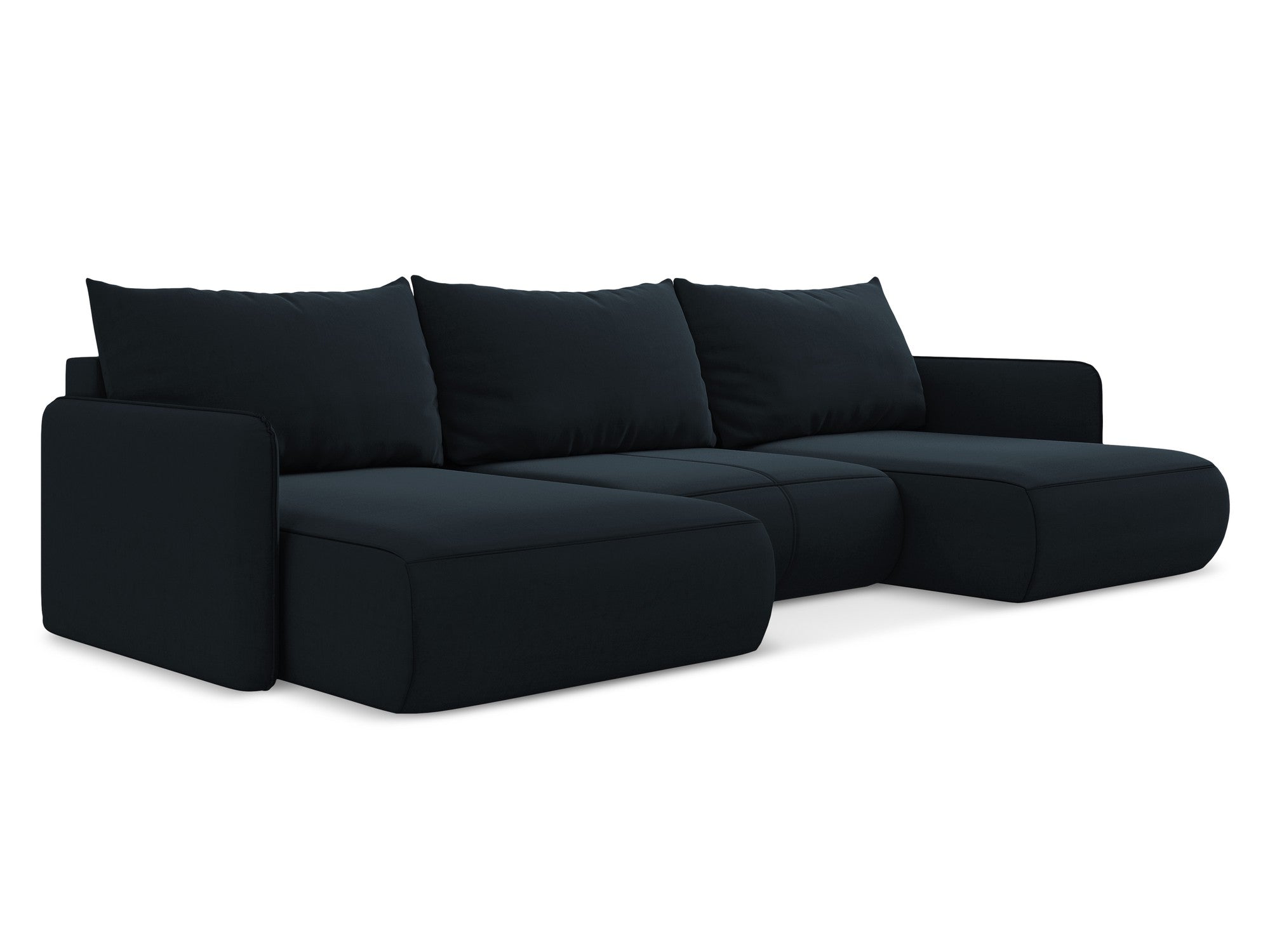Panoramischer Samt-Ecksofa mit Schlaf-Funktion NANEA in königsblau