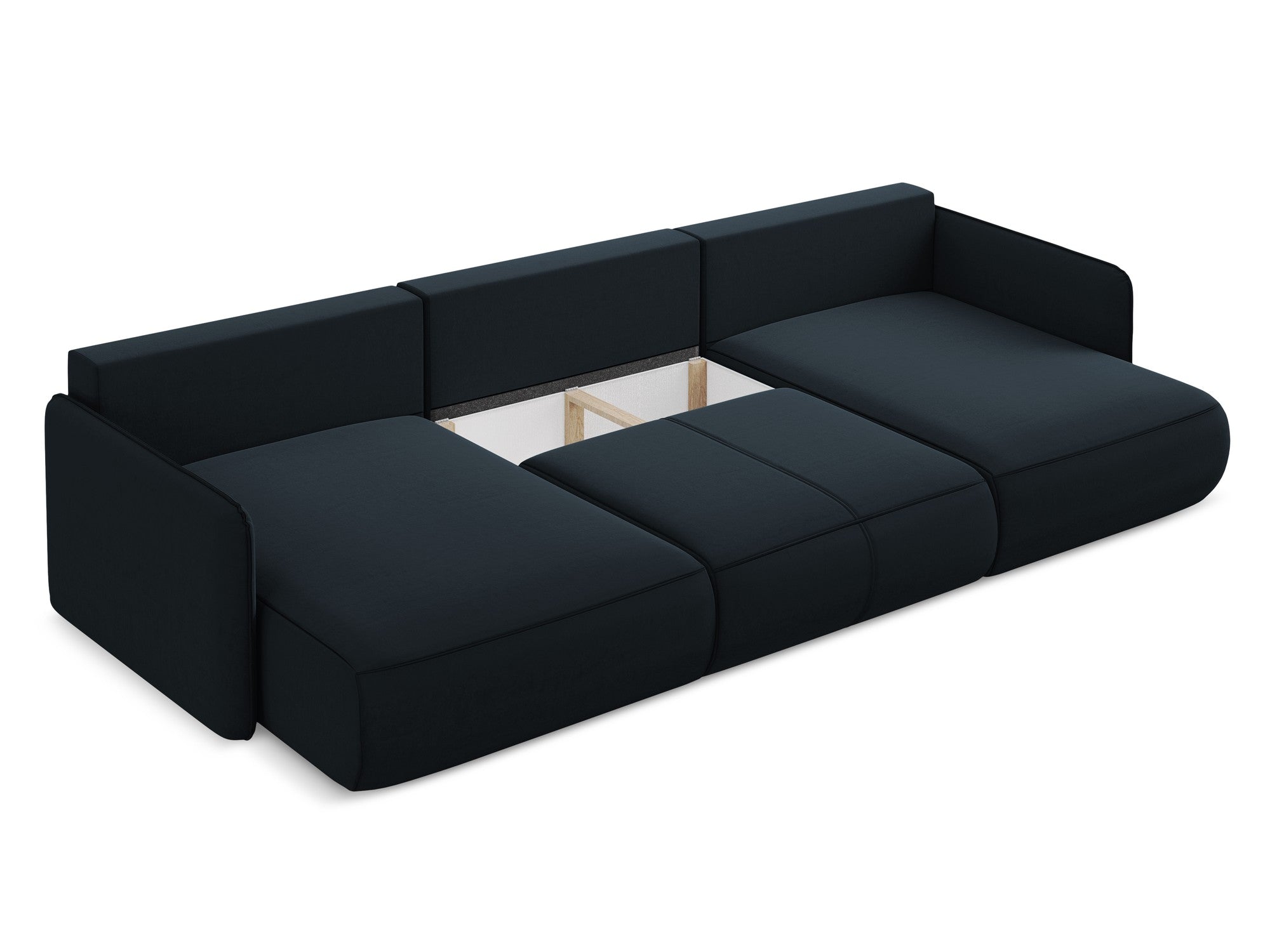 Panoramischer Samt-Ecksofa mit Schlaf-Funktion NANEA in königsblau