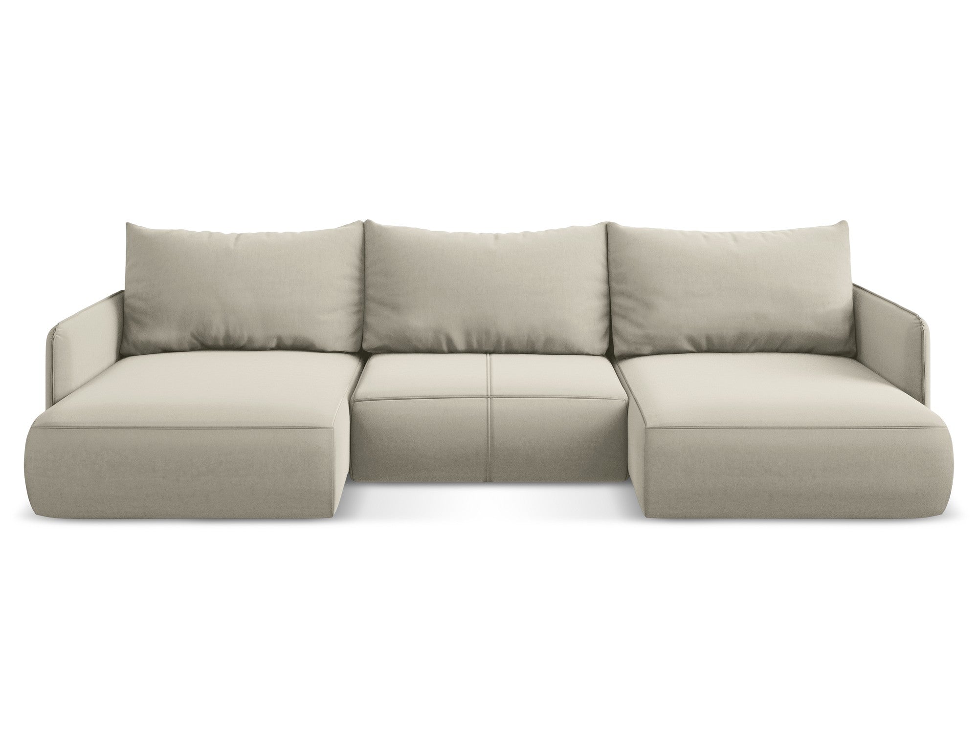Panoramischer Samt-Ecksofa mit Schlaf-Funktion NANEA perlmuttfarben