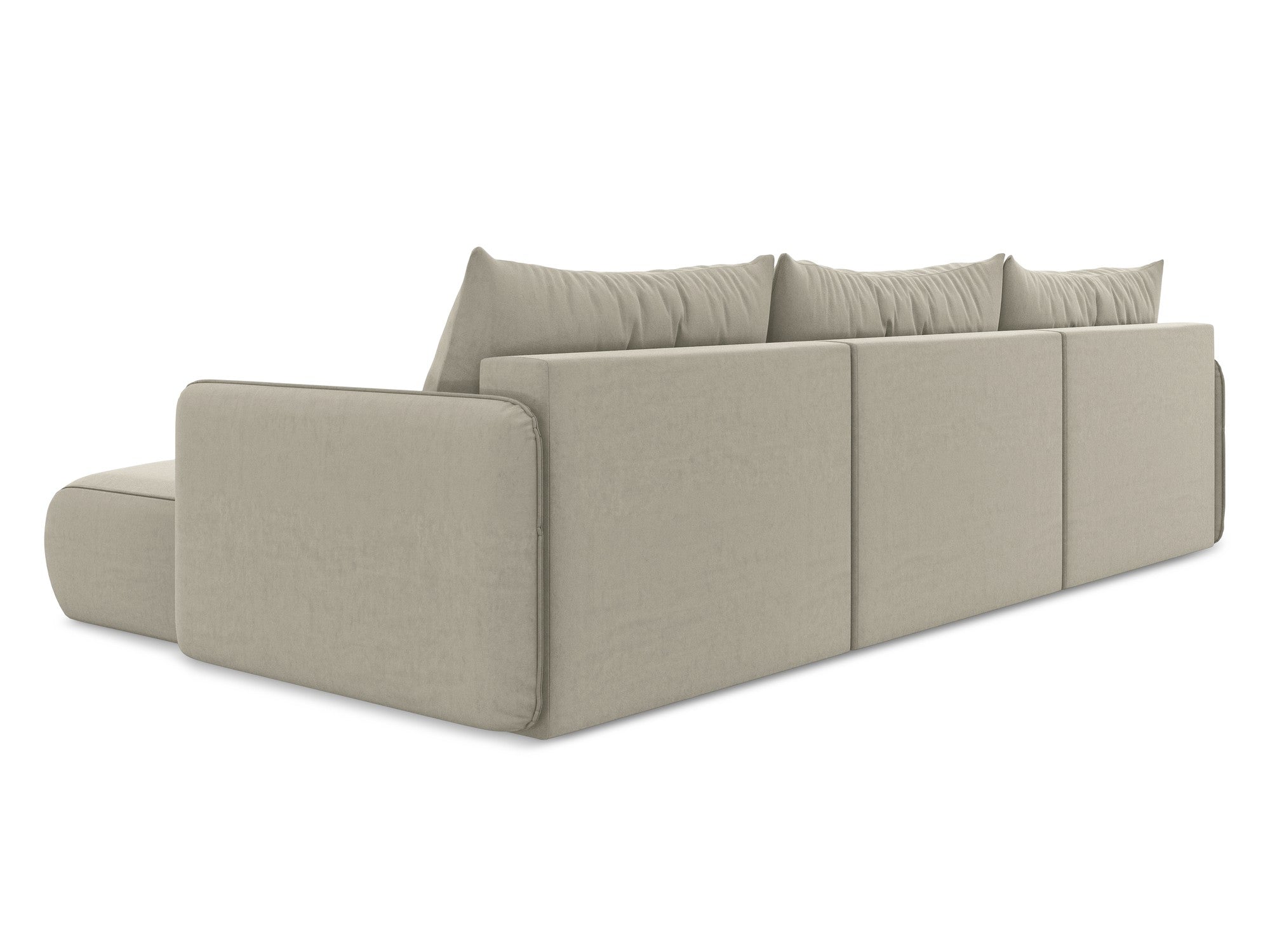 Panoramischer Samt-Ecksofa mit Schlaf-Funktion NANEA perlmuttfarben