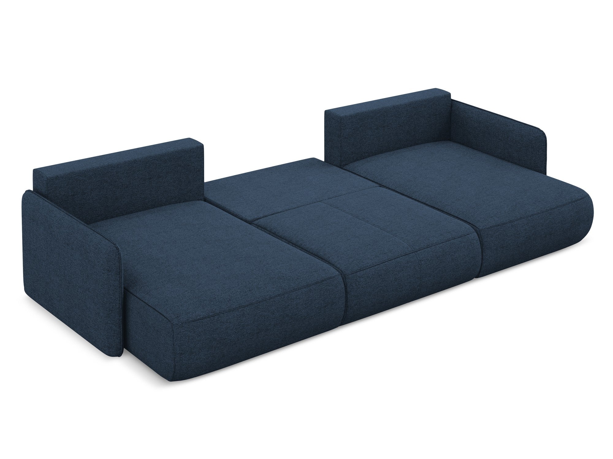 Panoramawinkelsofa mit Schlaffunktion NANEA königsblaues Chenille