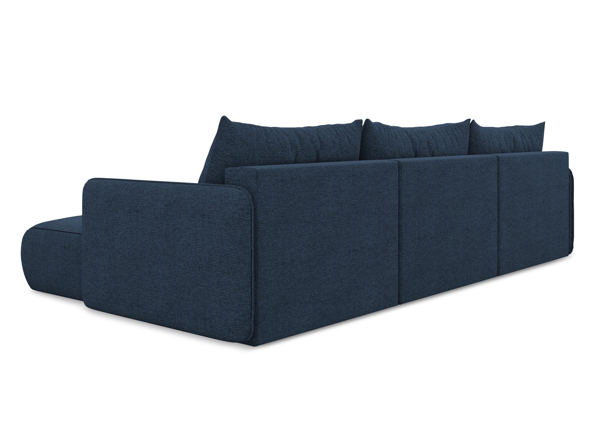 Panoramawinkelsofa mit Schlaffunktion NANEA königsblaues Chenille