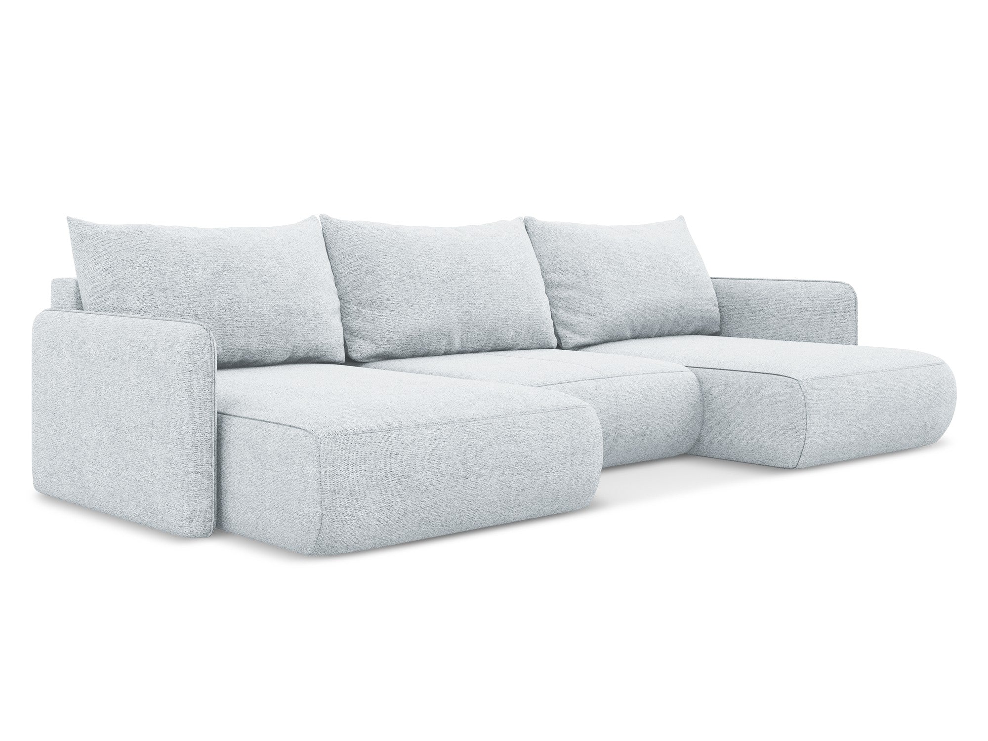 Panoramatische Eckcouch mit Schlaf-Funktion NANEA hellblaues Chenille