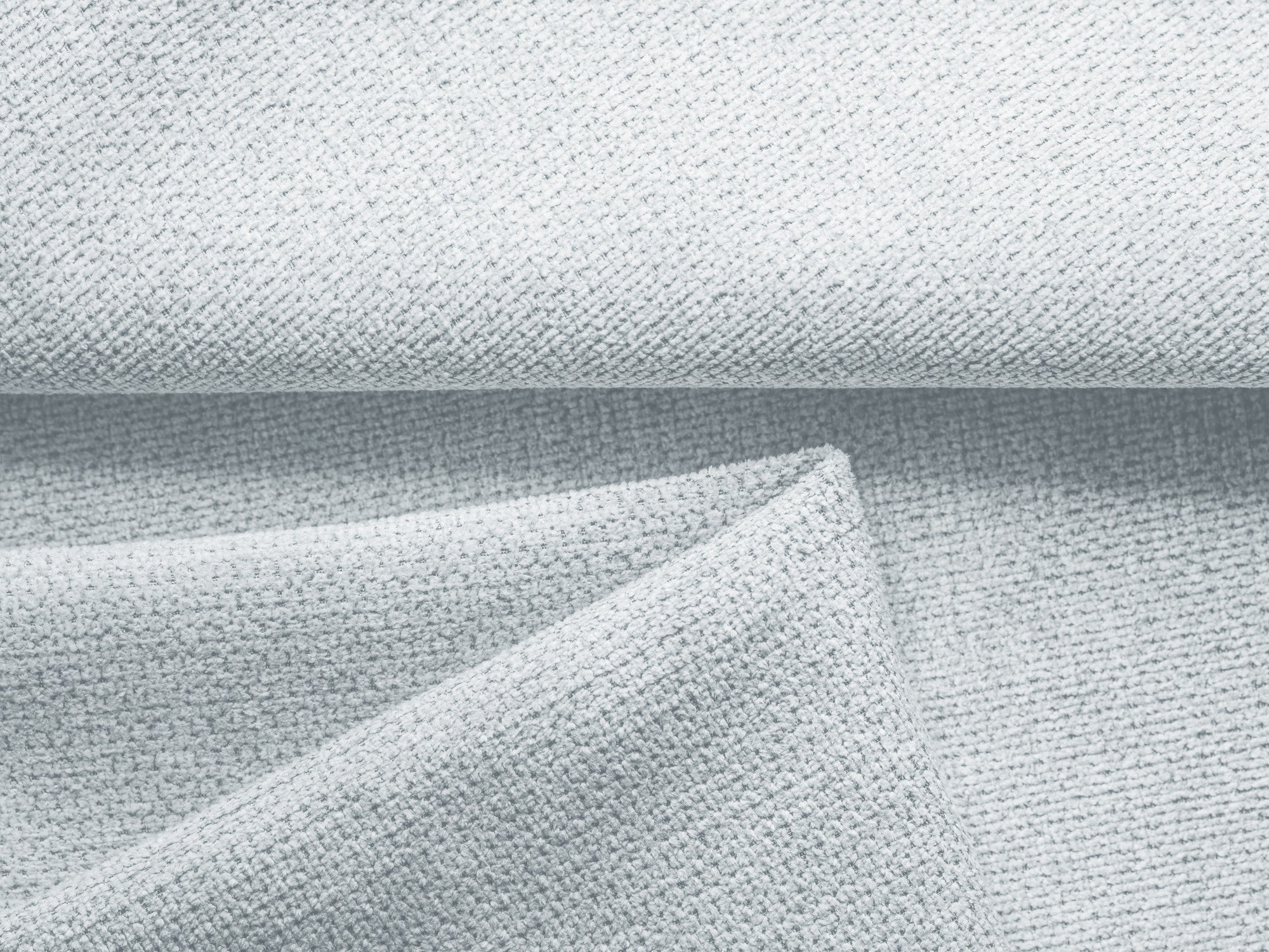 Panoramatische Eckcouch mit Schlaf-Funktion NANEA hellblaues Chenille