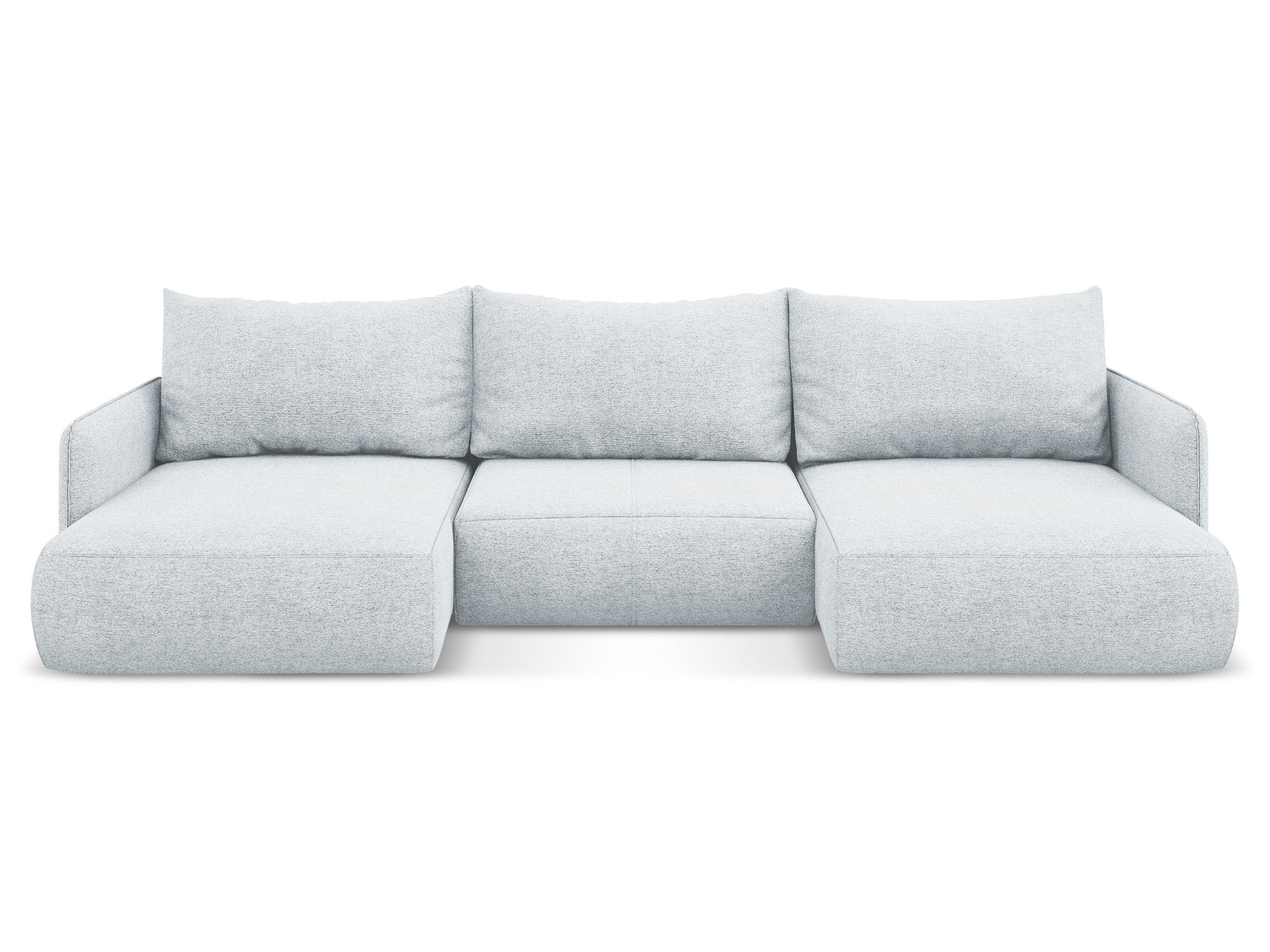 Panoramatische Eckcouch mit Schlaf-Funktion NANEA hellblaues Chenille