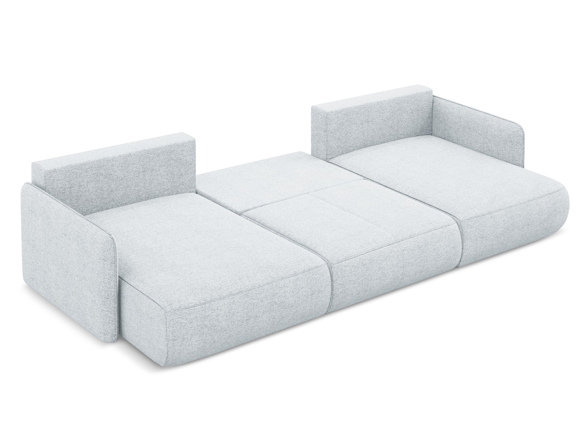 Panoramatische Eckcouch mit Schlaf-Funktion NANEA hellblaues Chenille
