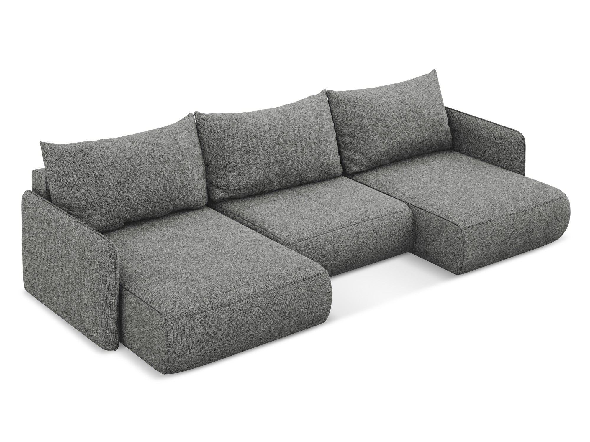 Panoramatische Eckcouch mit Schlaffunktion NANEA grauer Chenille