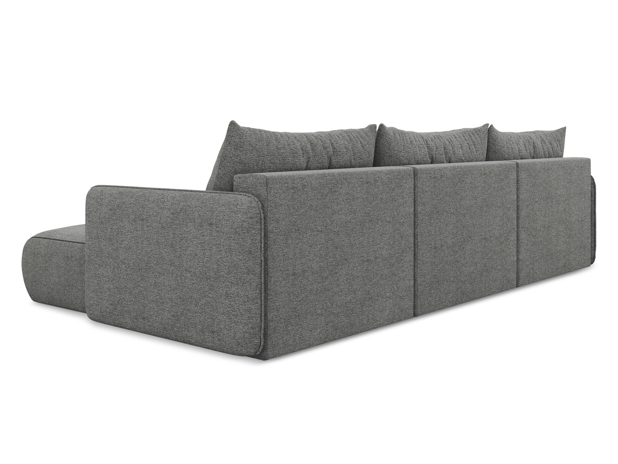 Panoramatische Eckcouch mit Schlaffunktion NANEA grauer Chenille
