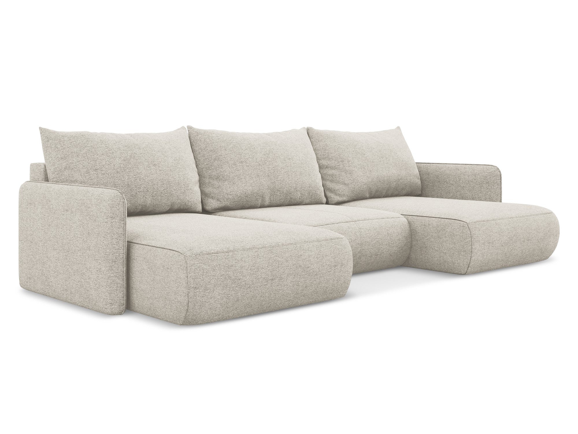 Panoramawinkelsofa mit Schlaffunktion NANEA silberner Chenille