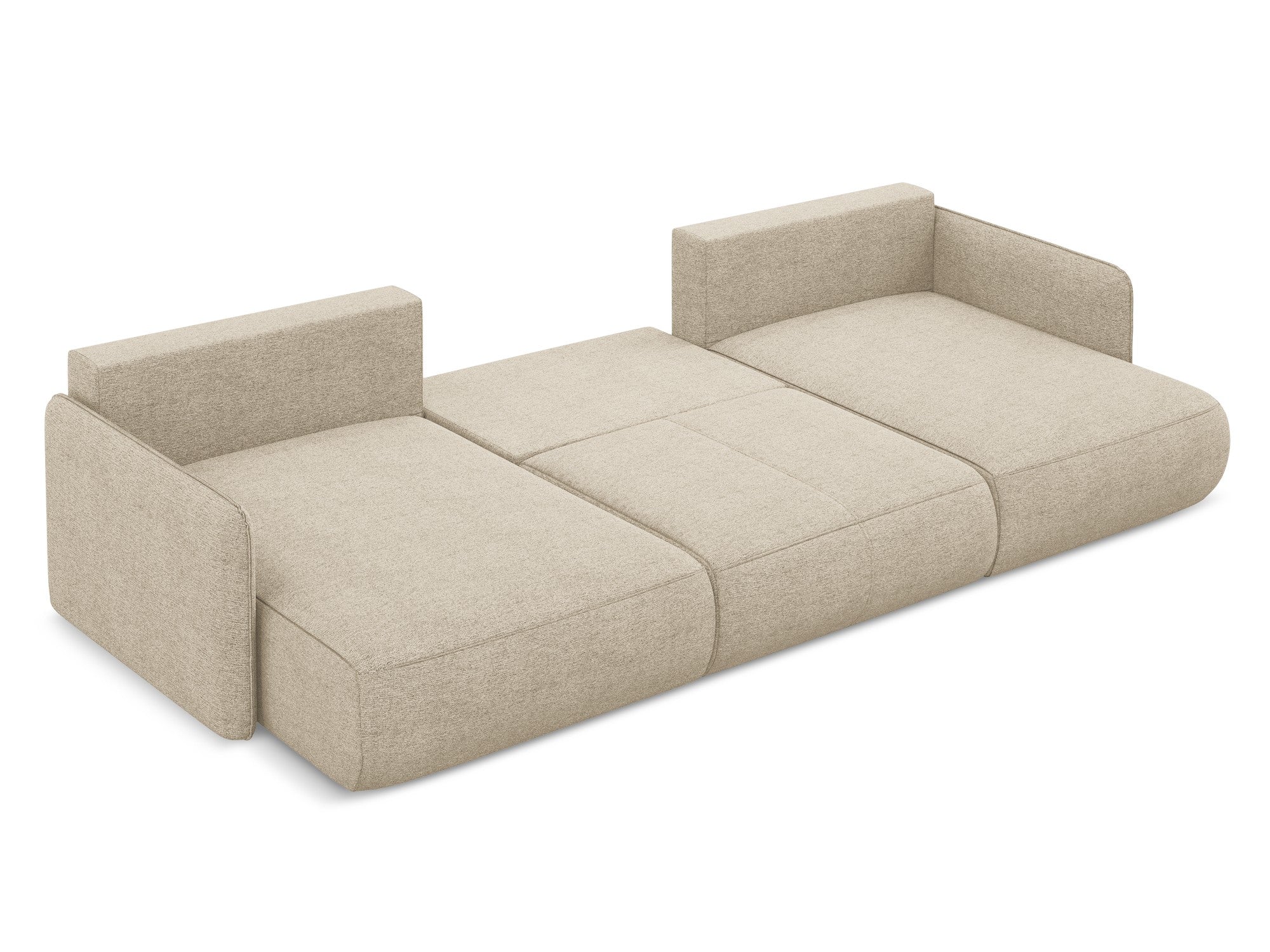 Panoramacouch mit Schlaffunktion NANEA dunkelbeige Chenille