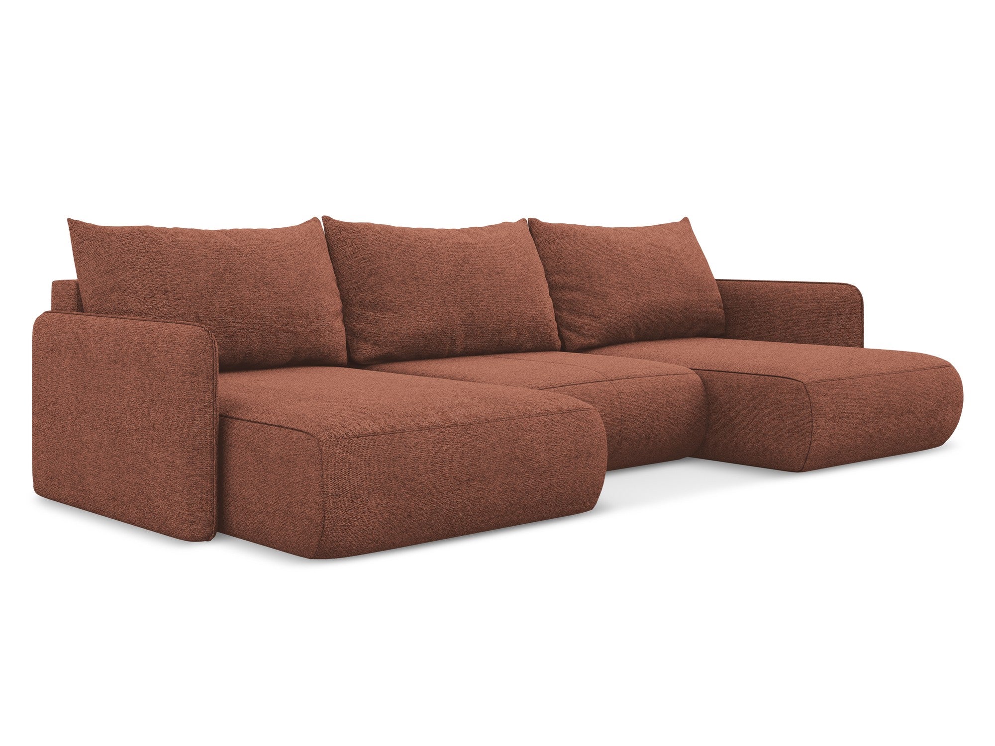 Panoramacouch mit Schlaffunktion NANEA in gedämpftem rosa Chenille
