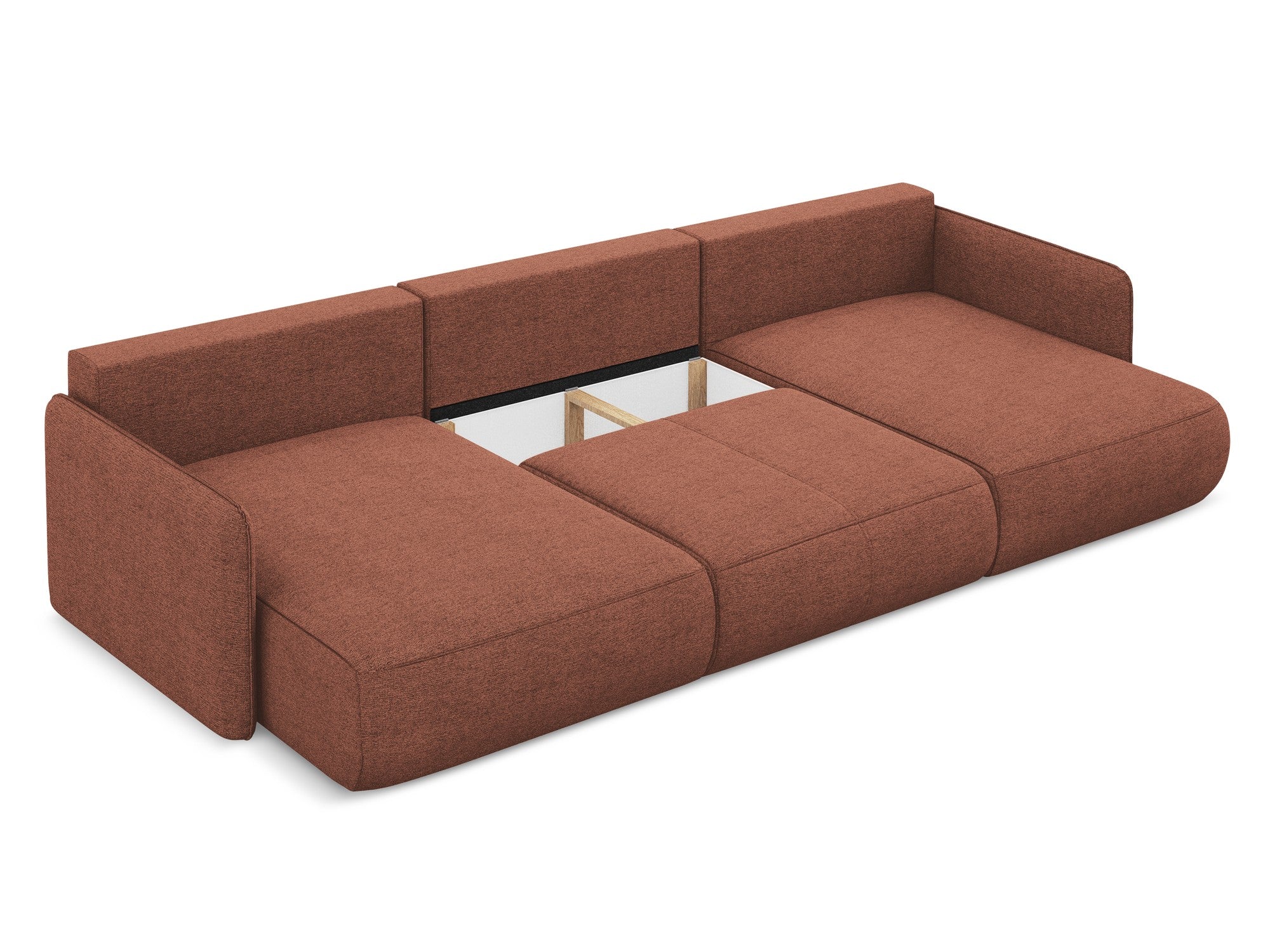 Panoramacouch mit Schlaffunktion NANEA in gedämpftem rosa Chenille