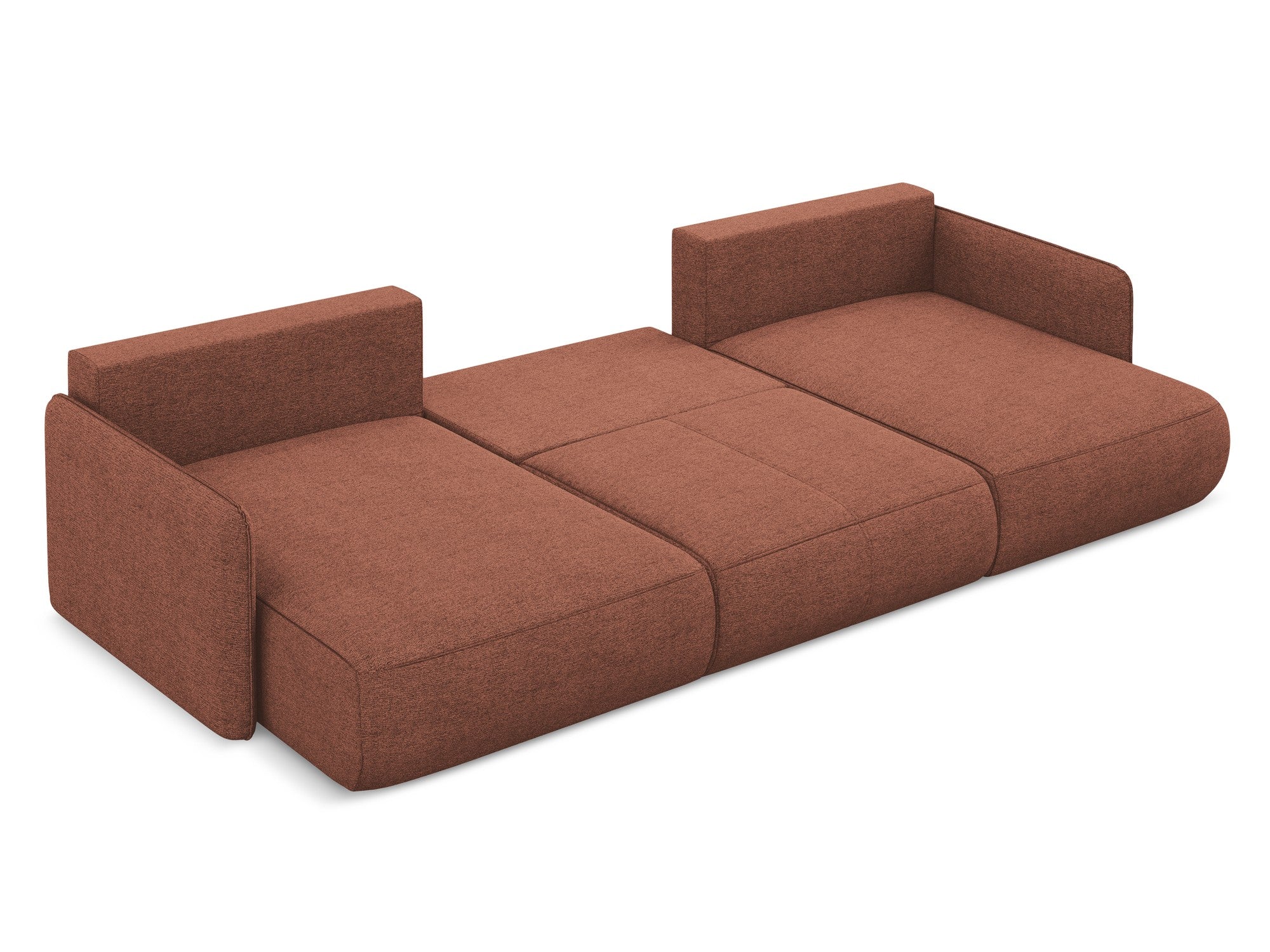 Panoramacouch mit Schlaffunktion NANEA in gedämpftem rosa Chenille