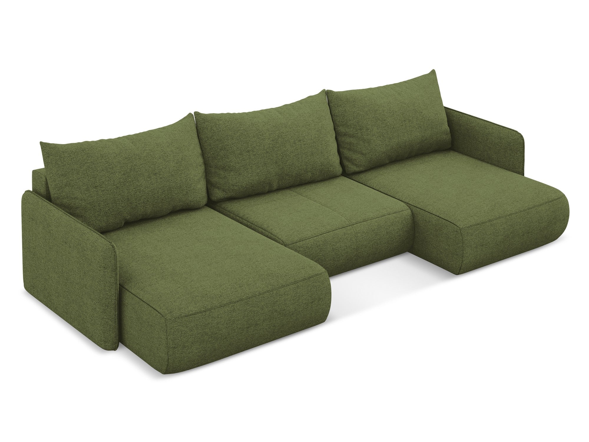 Panoramatische Eckcouch mit Schlaf-Funktion NANEA grün Chenille