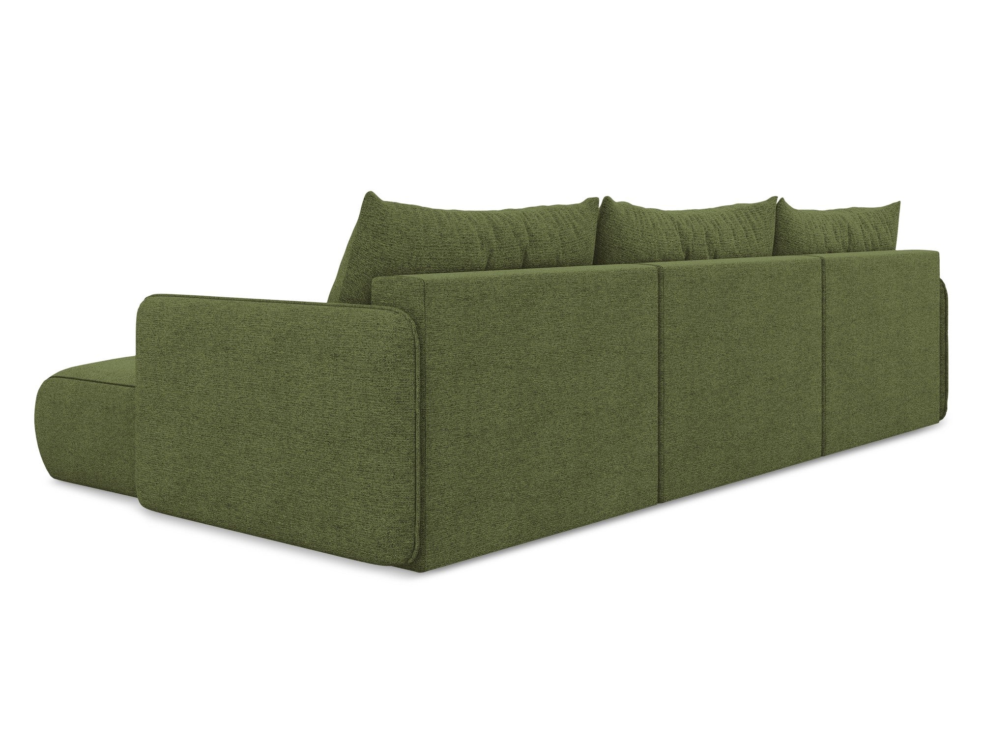 Panoramatische Eckcouch mit Schlaf-Funktion NANEA grün Chenille