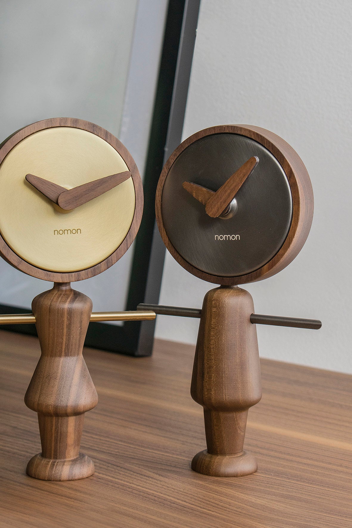 NENA table clock walnut wood with graphite finish