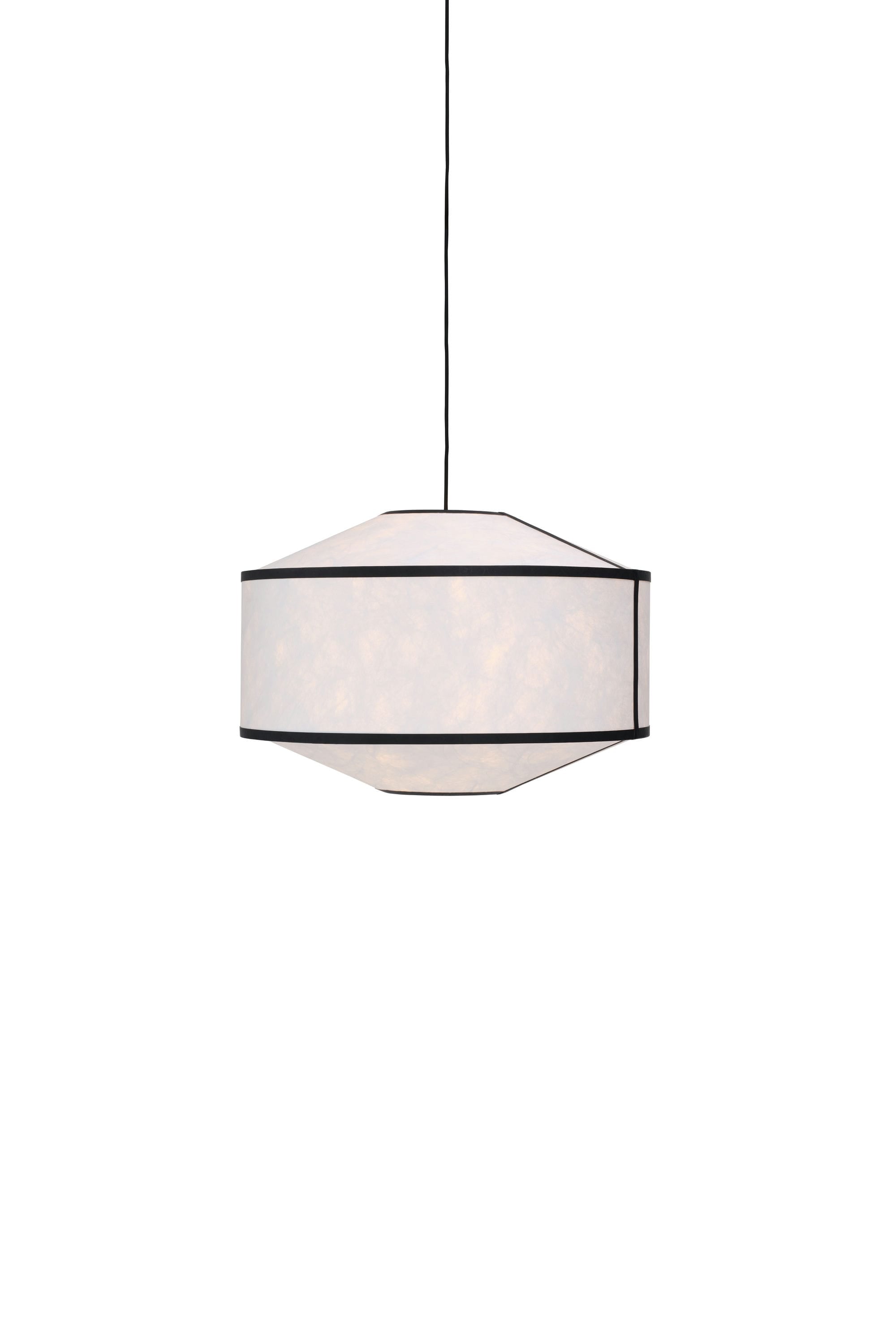 White with black kite hanging lamp with black