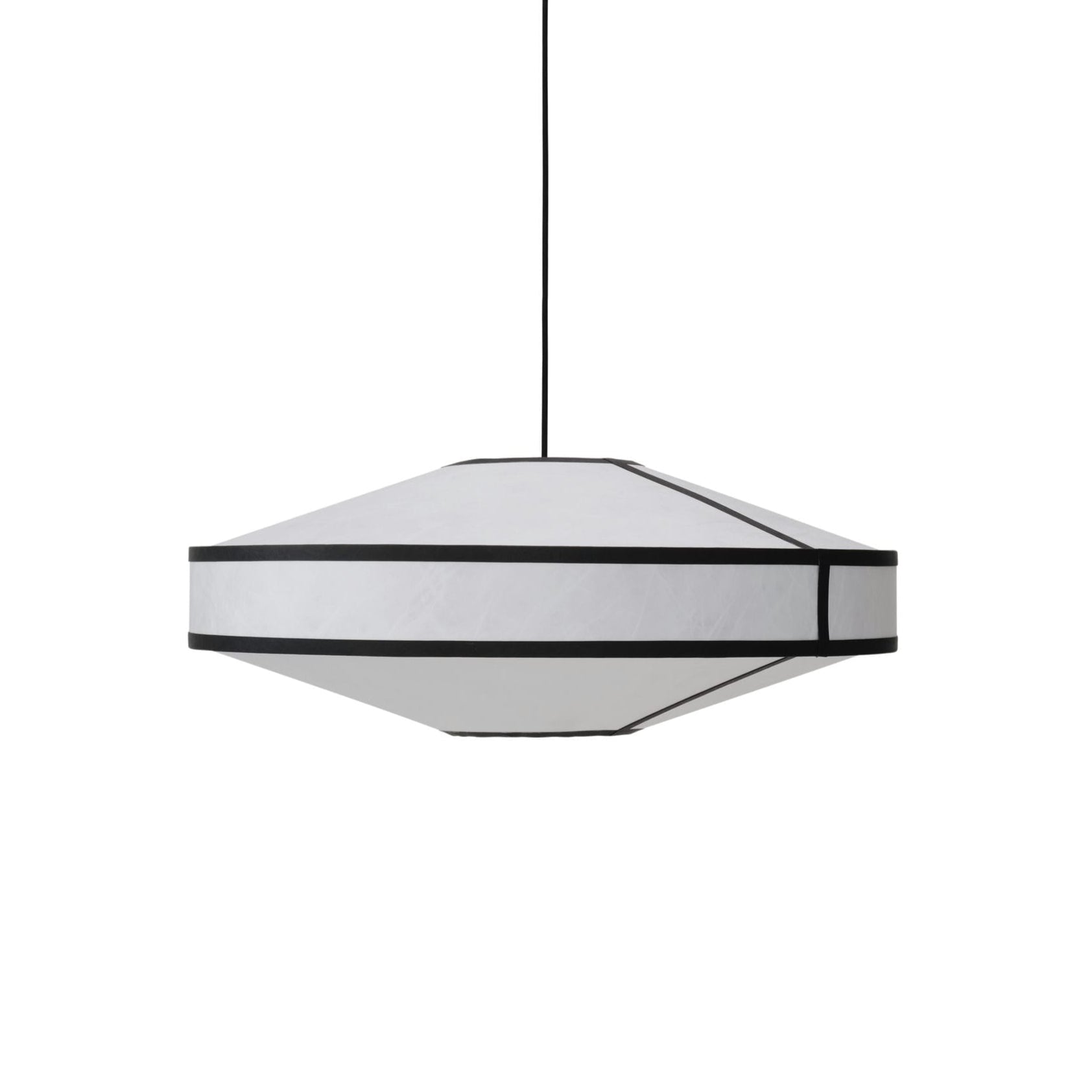 White with black kite hanging lamp with black
