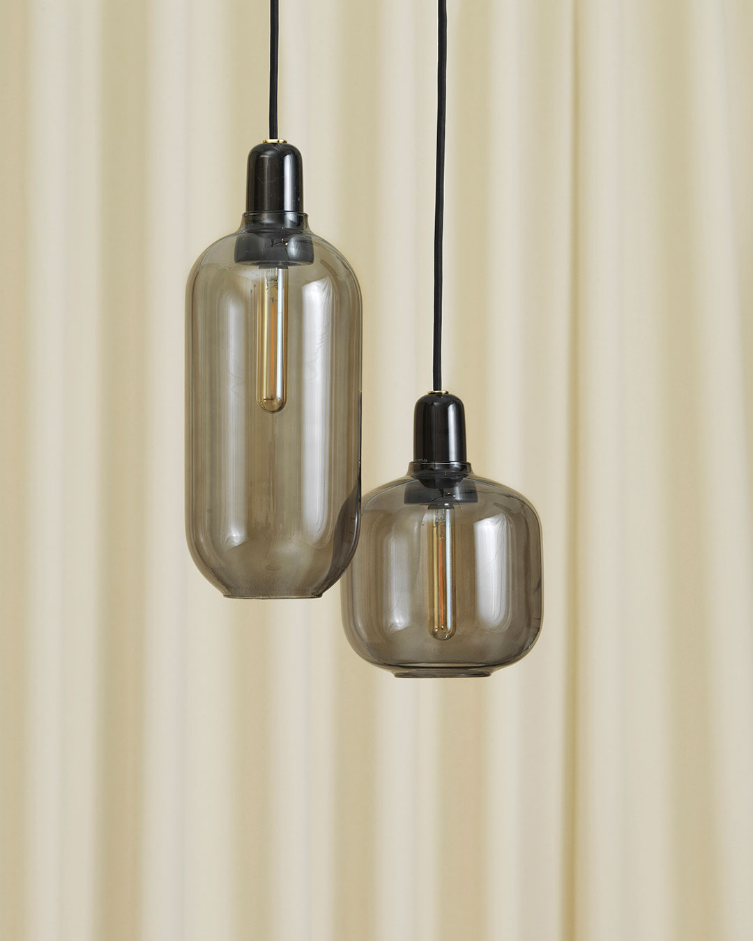 AMP LARGE pendant lamp with smoked glass and black marble