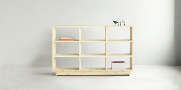 Plank pine wood bookcase